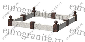 Цоколь на могилу из гранита комбинированный с шарами C-11