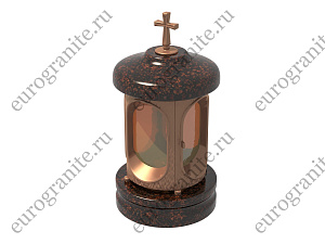 Лампада на могилу из гранита  со стеклом с крестом (дымовский)