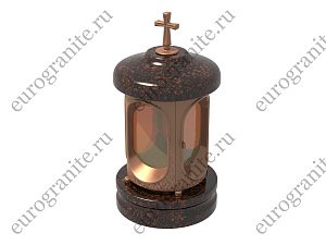 Лампада на могилу из гранита  со стеклом с крестом (дымовский)