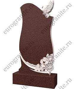 Памятник с голубем и 2 розами PG-5