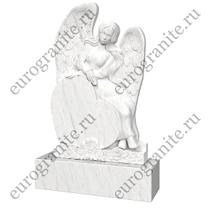 Памятник с ангелом сердцем и цветами AG-21