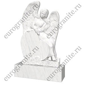 Памятник с ангелом сердцем и цветами AG-21