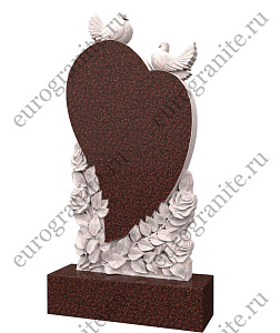 Памятник с голубями на сердце PG-10