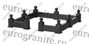 Цоколь на могилу из гранита прямоугольный с шарами C-9