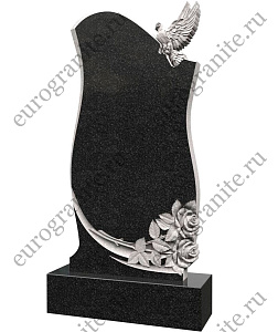 Памятник с голубем и 2 розами PG-5