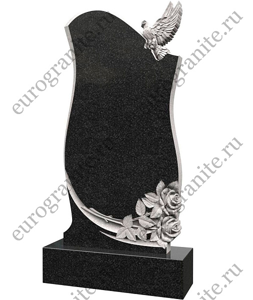 Памятник с голубем и 2 розами PG-5