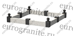 Цоколь на могилу из гранита комбинированный с шарами C-11