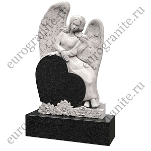 Памятник с ангелом сердцем и цветами AG-21