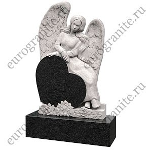 Памятник с ангелом сердцем и цветами AG-21
