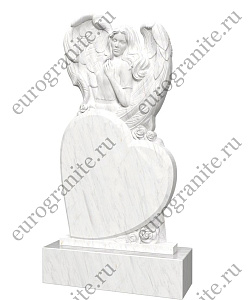 Вертикальный памятник в форме сердца с ангелом AG-17