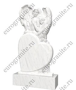 Детский памятник в виде сердца с ангелом AG-17