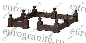 Цоколь на могилу из гранита прямоугольный с шарами C-9